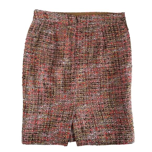 J. Crew Tweed The pencil Skirt women’s Sz 2 Brown Pink Corpcore Textured Office - Picture 7 of 8
